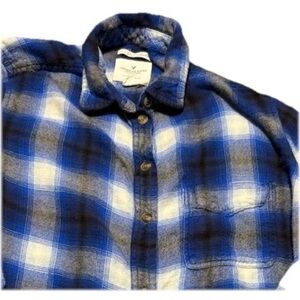 American Eagle Outfitters Blue and White Plaid Kids Shirt